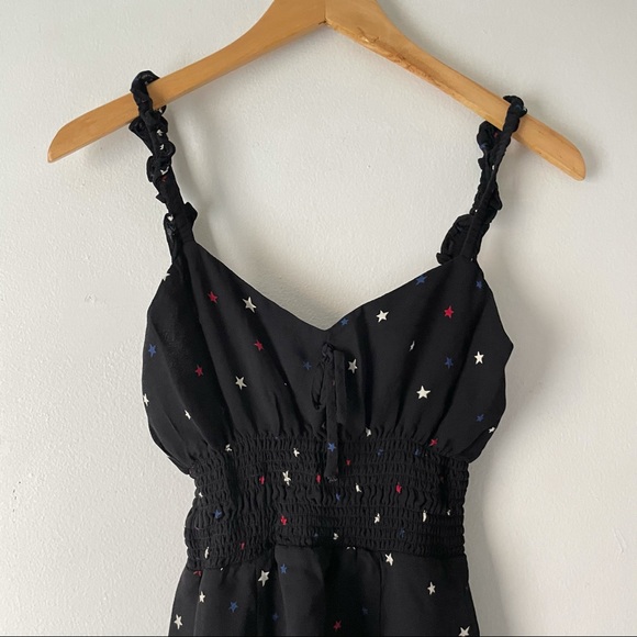 Reformation Black Elyse Patriotic Color Star Ruffle Strap Fit & Flare Mini Dress - Picture 6 of 9